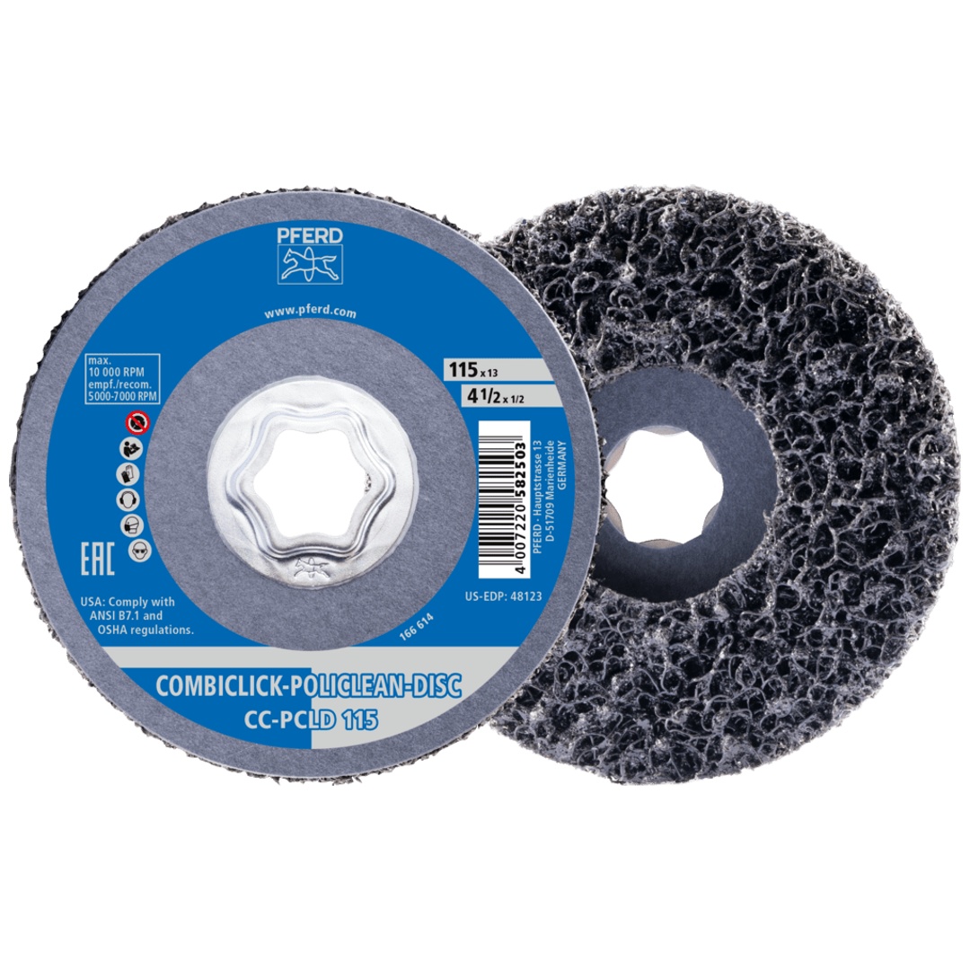 PFERD TOOLS COMBICLICK POLICLEAN PCLD Reinigungsvlies Ø 115x13 mm für grobe Reinigungsarbeiten