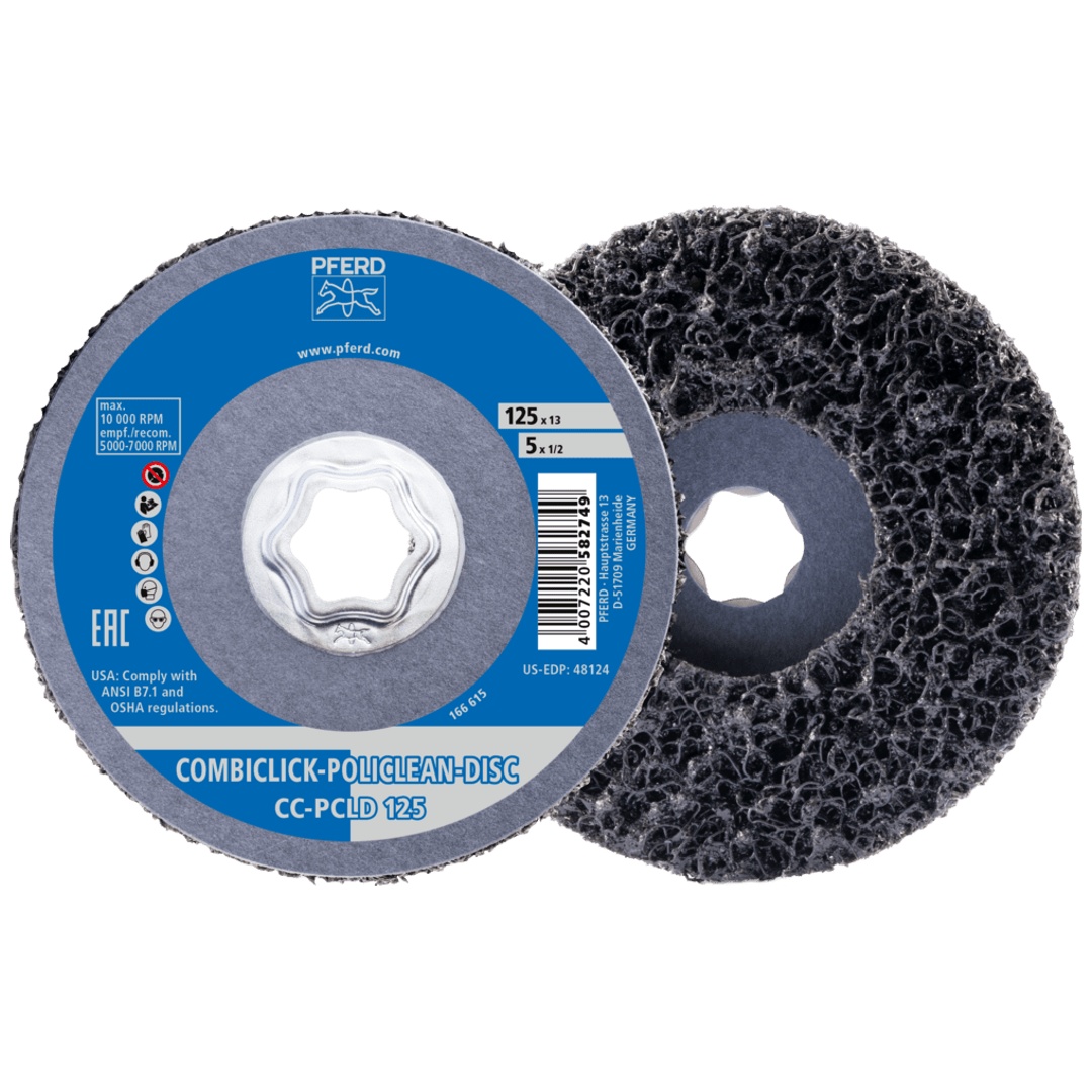 PFERD TOOLS COMBICLICK POLICLEAN PCLD Reinigungsvlies Ø 125x13 mm für grobe Reinigungsarbeiten