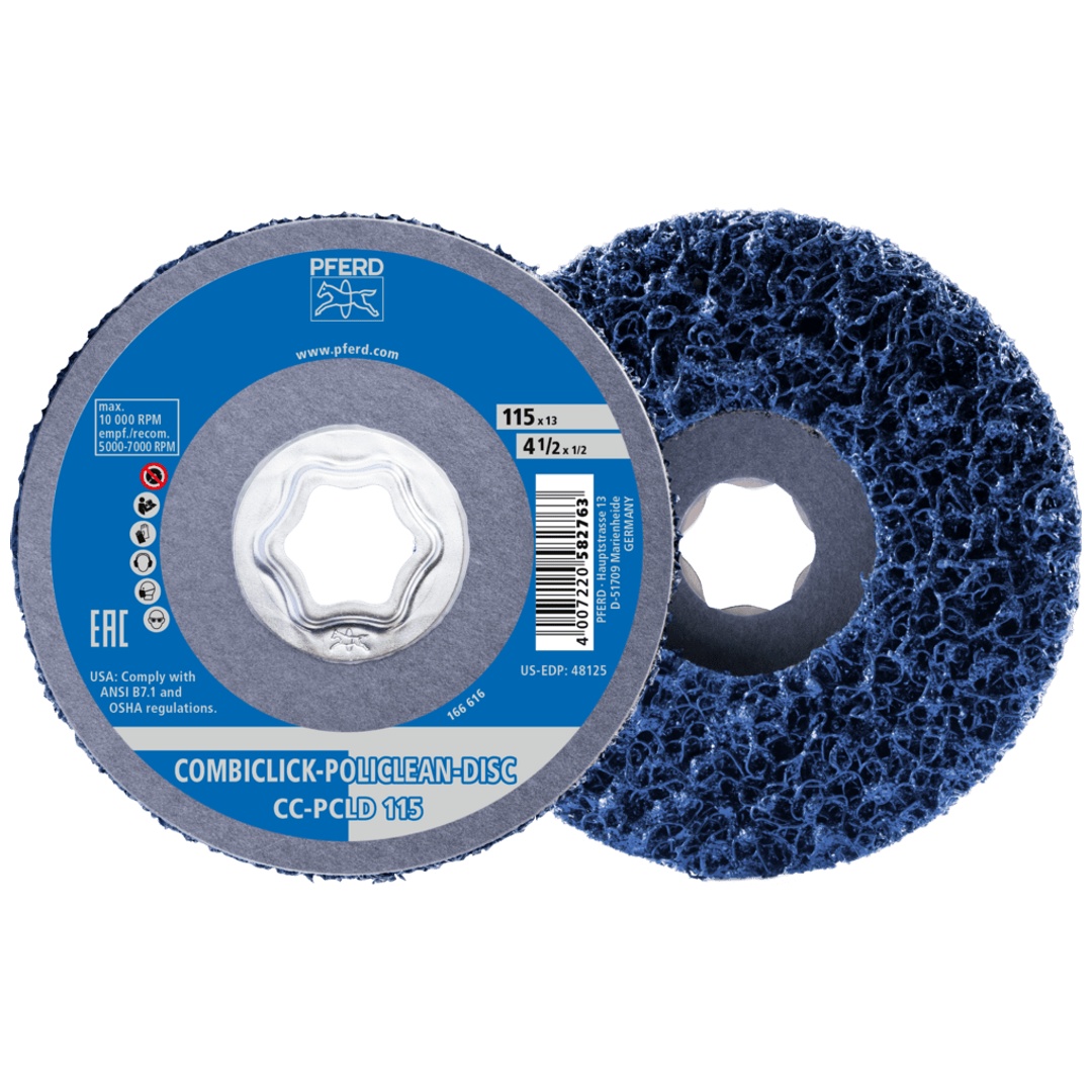PFERD TOOLS COMBICLICK POLICLEAN PLUS PCLD Reinigungsvlies Ø 115x13 mm für grobe Reinigungsarbeiten
