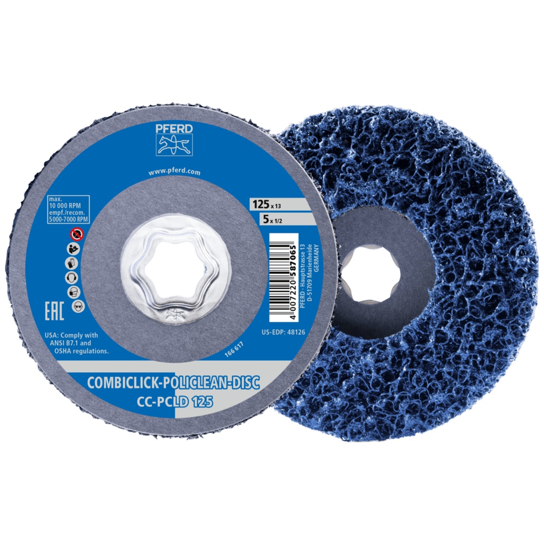 PFERD TOOLS COMBICLICK POLICLEAN PLUS Reinigungsvlies Ø 125x13 mm für grobe Reinigungsarbeiten