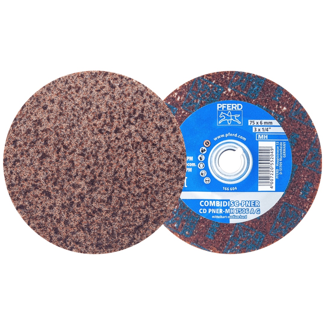 PFERD TOOLS COMBIDISC verpresste Vliesronde CD PNER Ø 75mm Mittelhart A Grob für Finish