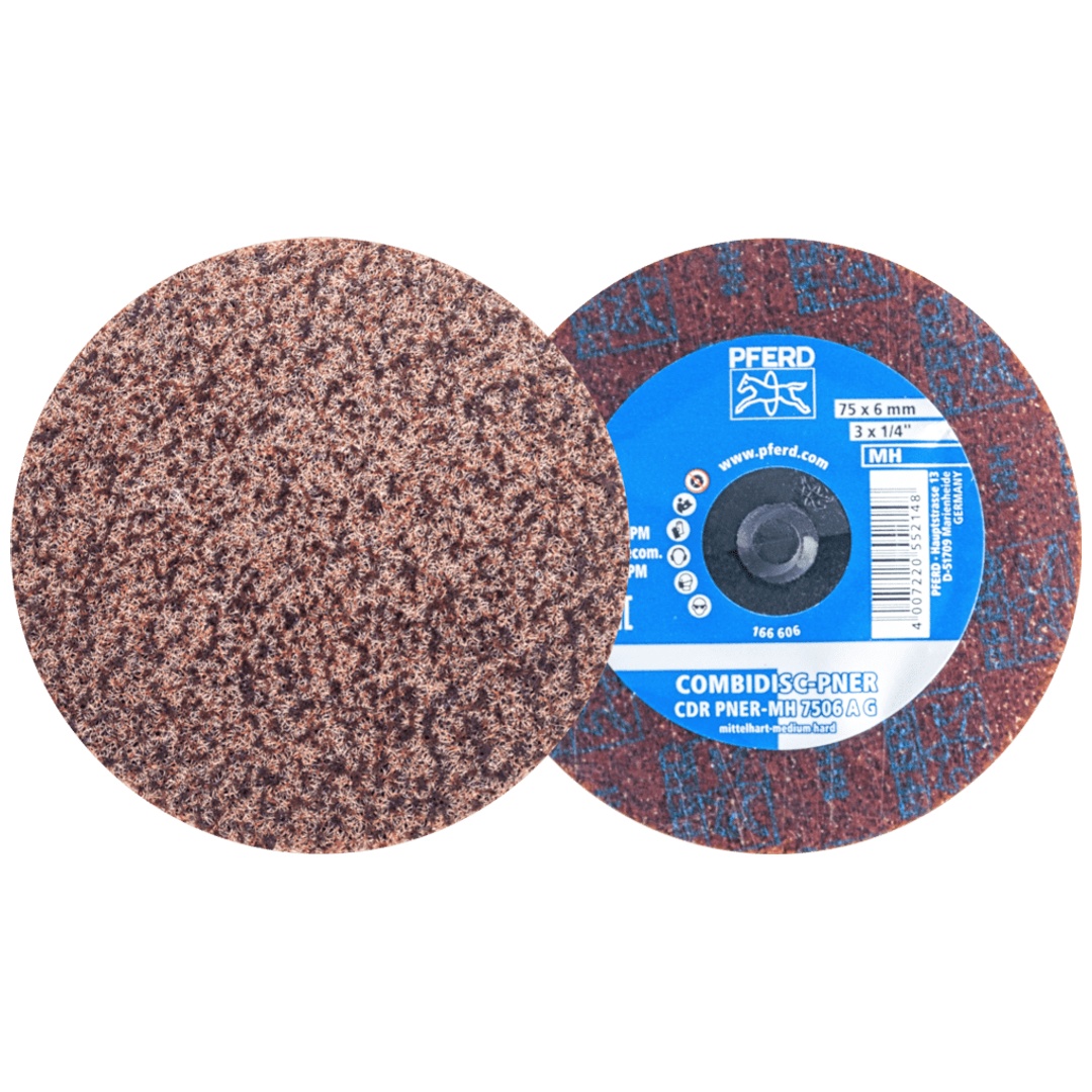 PFERD TOOLS COMBIDISC verpresste Vliesronde CDR PNER Ø 75mm Mittelhart A Grob für Finish