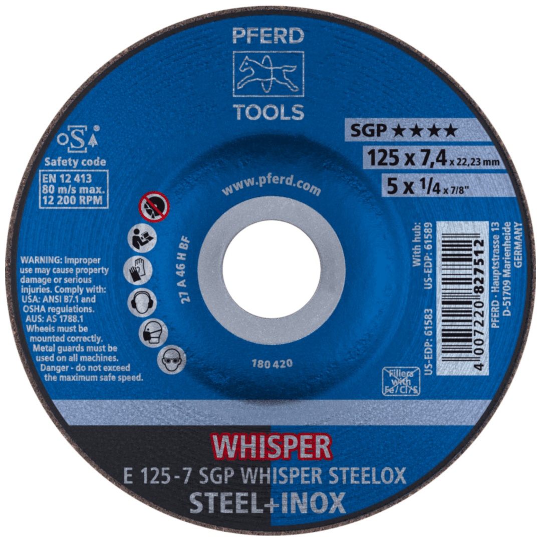 PFERD TOOLS Schruppscheibe E 125x7,4x22,23 mm Speziallinie SGP STEELOX für Stahl/Edelstahl