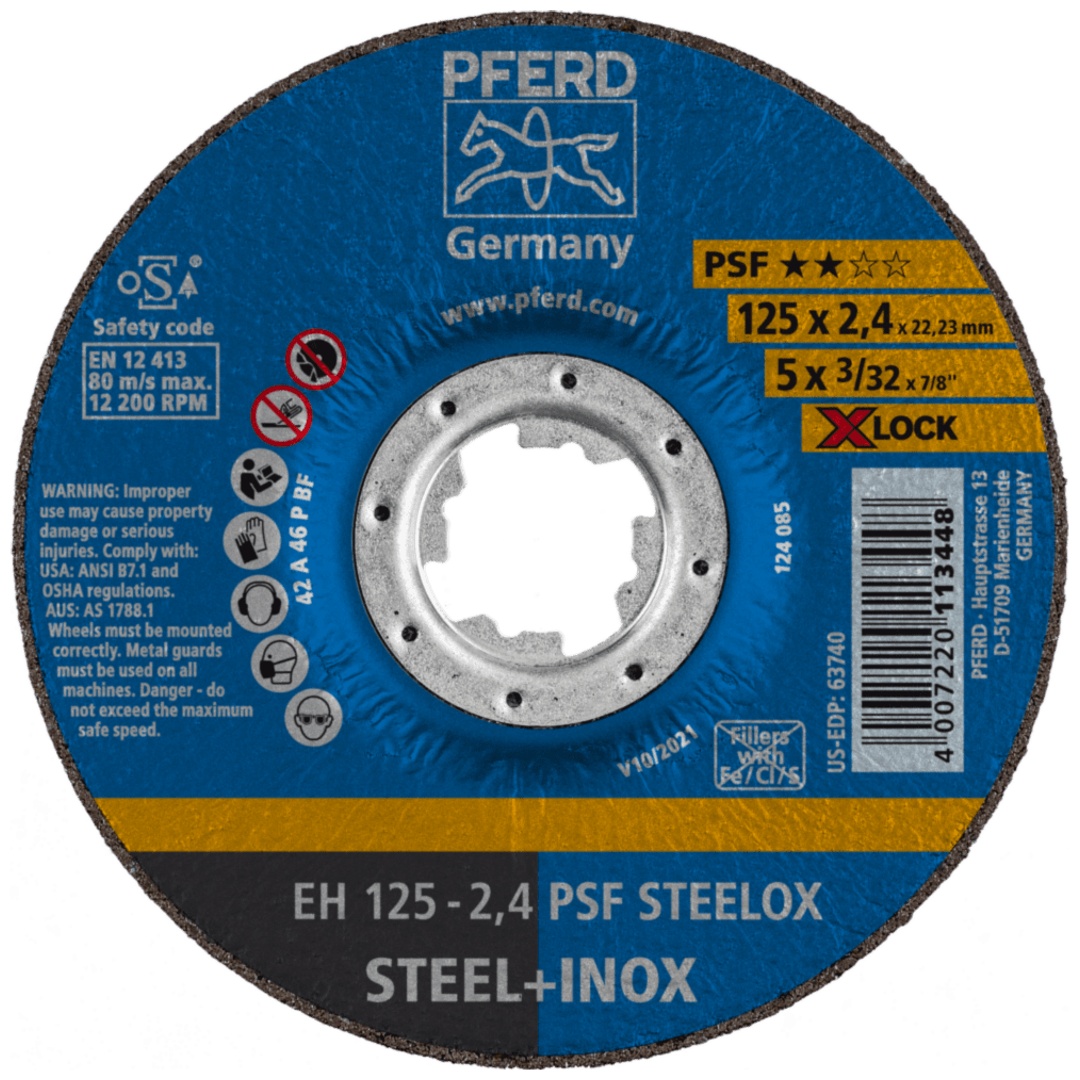 PFERD TOOLS Trennscheibe EH 125x2,4 mm X-LOCK gekröpft Universallinie PSF STEELOX für Stahl/Edelstahl