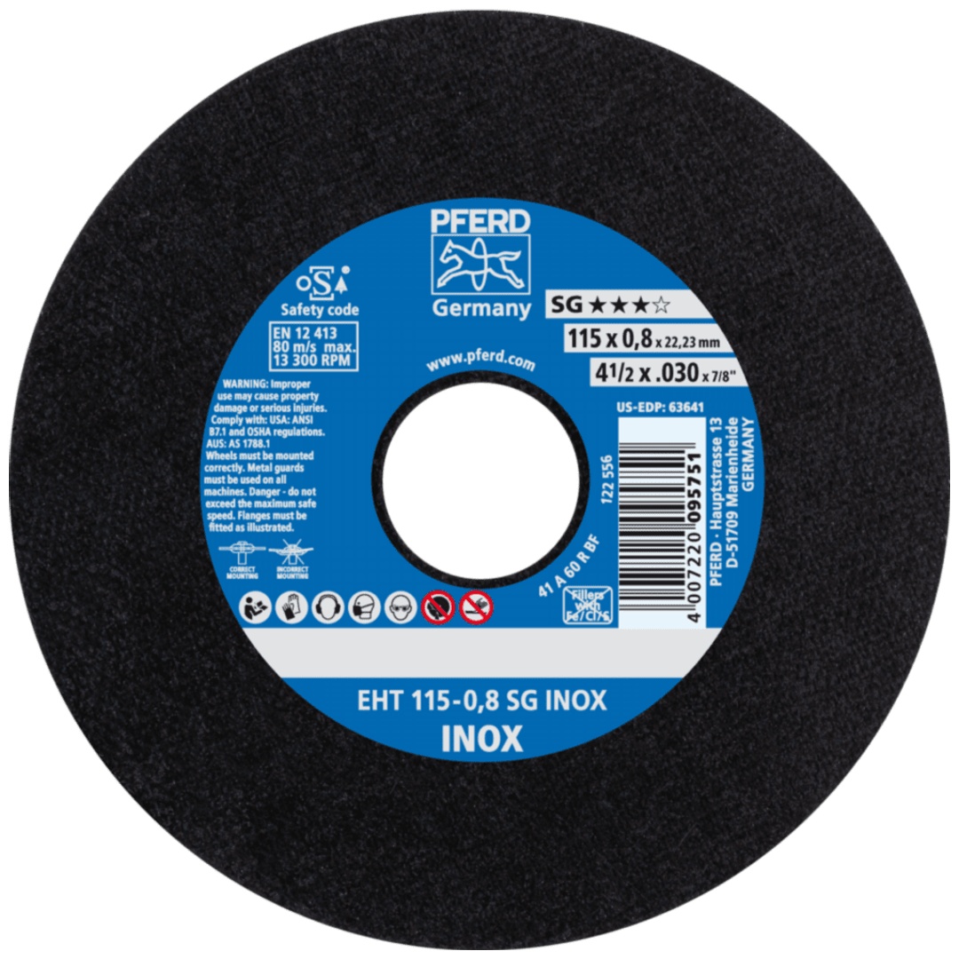 PFERD TOOLS Trennscheibe EHT 115x0,8x22,23 mm gerade Leistungslinie SG INOX für Edelstahl