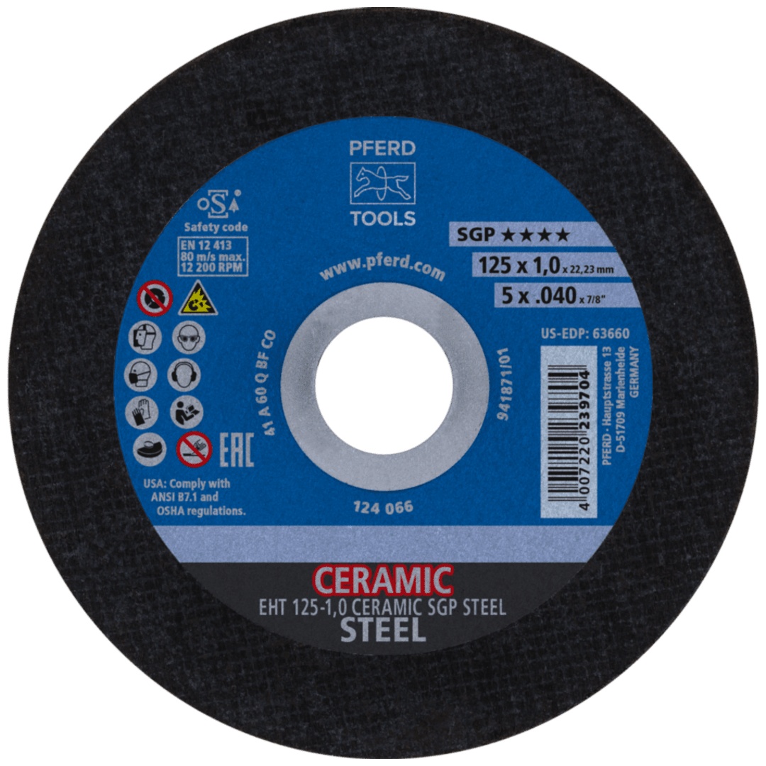 PFERD TOOLS Trennscheibe EHT 125x1,0x22,23 mm gerade CERAMIC Speziallinie SGP STEEL für Stahl