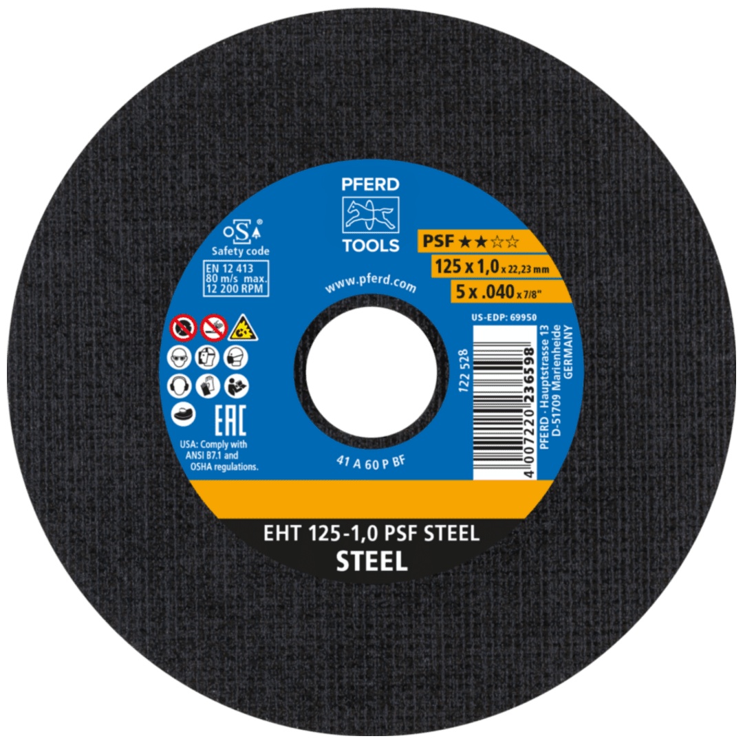 PFERD TOOLS Trennscheibe EHT 125x1,0x22,23 mm gerade Universallinie PSF STEEL für Stahl