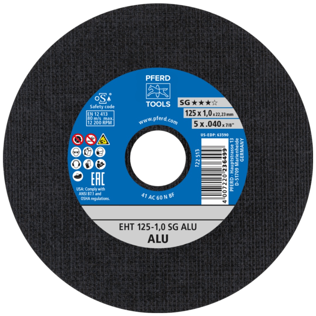 PFERD TOOLS Trennscheibe EHT 125x1,0x22,23 mm gerade Leistungslinie SG ALU für Alu