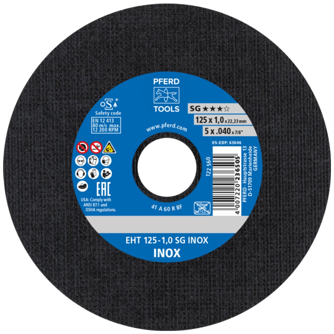 PFERD TOOLS Trennscheibe EHT 125x1,0x22,23 mm gerade Leistungslinie SG INOX für Edelstahl