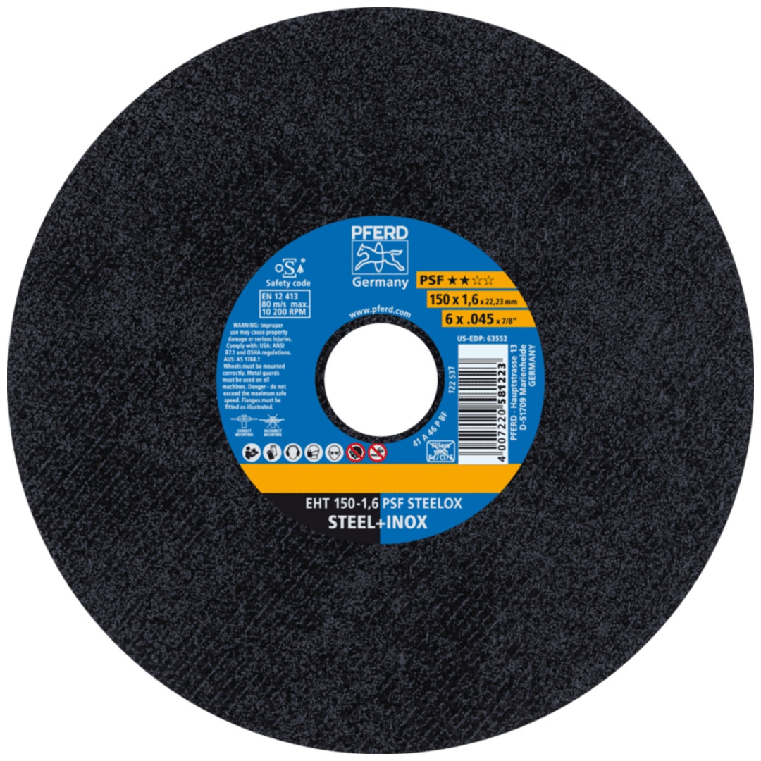 PFERD TOOLS Trennscheibe EHT 150x1,6x22,23 mm gerade Universallinie PSF STEELOX für Stahl/Edelstahl