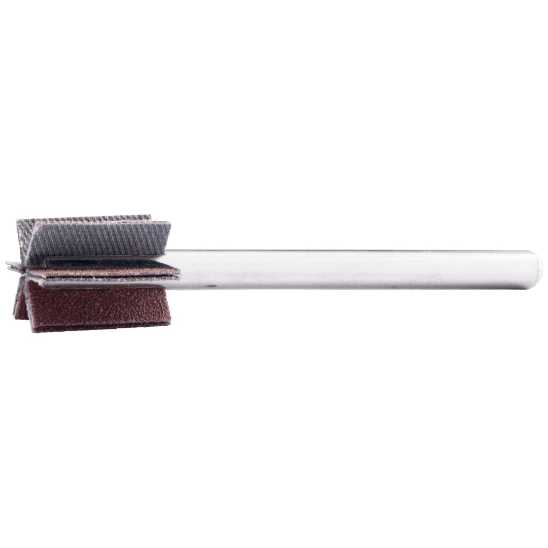 PFERD TOOLS Korund Fächerschleifer F Ø 15x20mm Schaft-Ø 6 mm Länge 60 mm Lamellen 6x2 Lamellen A120 für Feinschliff und Finish
