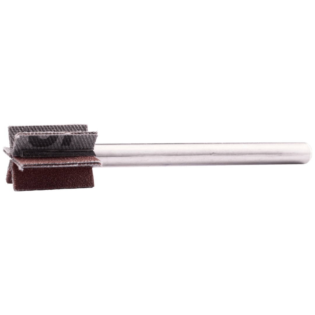 PFERD TOOLS Korund Fächerschleifer F Ø 15x20mm Schaft-Ø 6 mm Länge 60 mm Lamellen 6x2 Lamellen A150 für Feinschliff und Finish