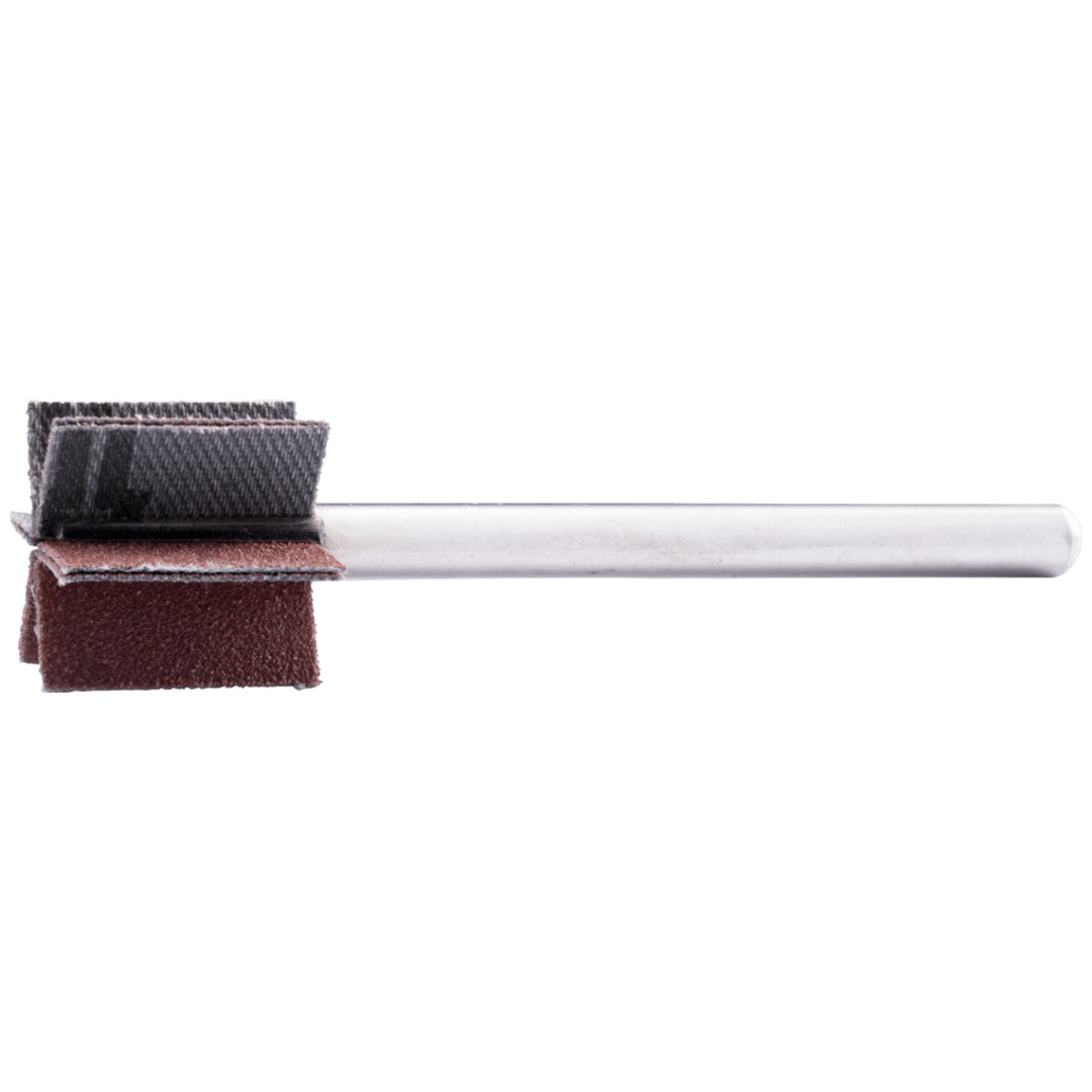 PFERD TOOLS Korund Fächerschleifer F Ø 20x20mm Schaft-Ø 6 mm Länge 60 mm Lamellen 6x2 Lamellen A120 für Feinschliff und Finish