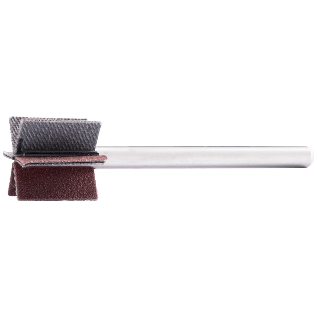 PFERD TOOLS Korund Fächerschleifer F Ø 20x20mm Schaft-Ø 6 mm Länge 60 mm Lamellen 6x2 Lamellen A150 für Feinschliff und Finish