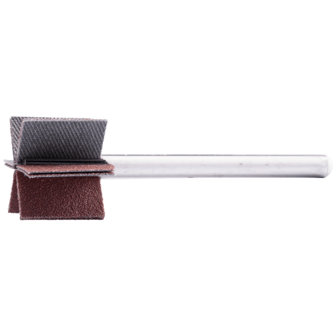 PFERD TOOLS Korund Fächerschleifer F Ø 25x20mm Schaft-Ø 6 mm Länge 60 mm Lamellen 6x2 Lamellen A120 für Feinschliff und Finish