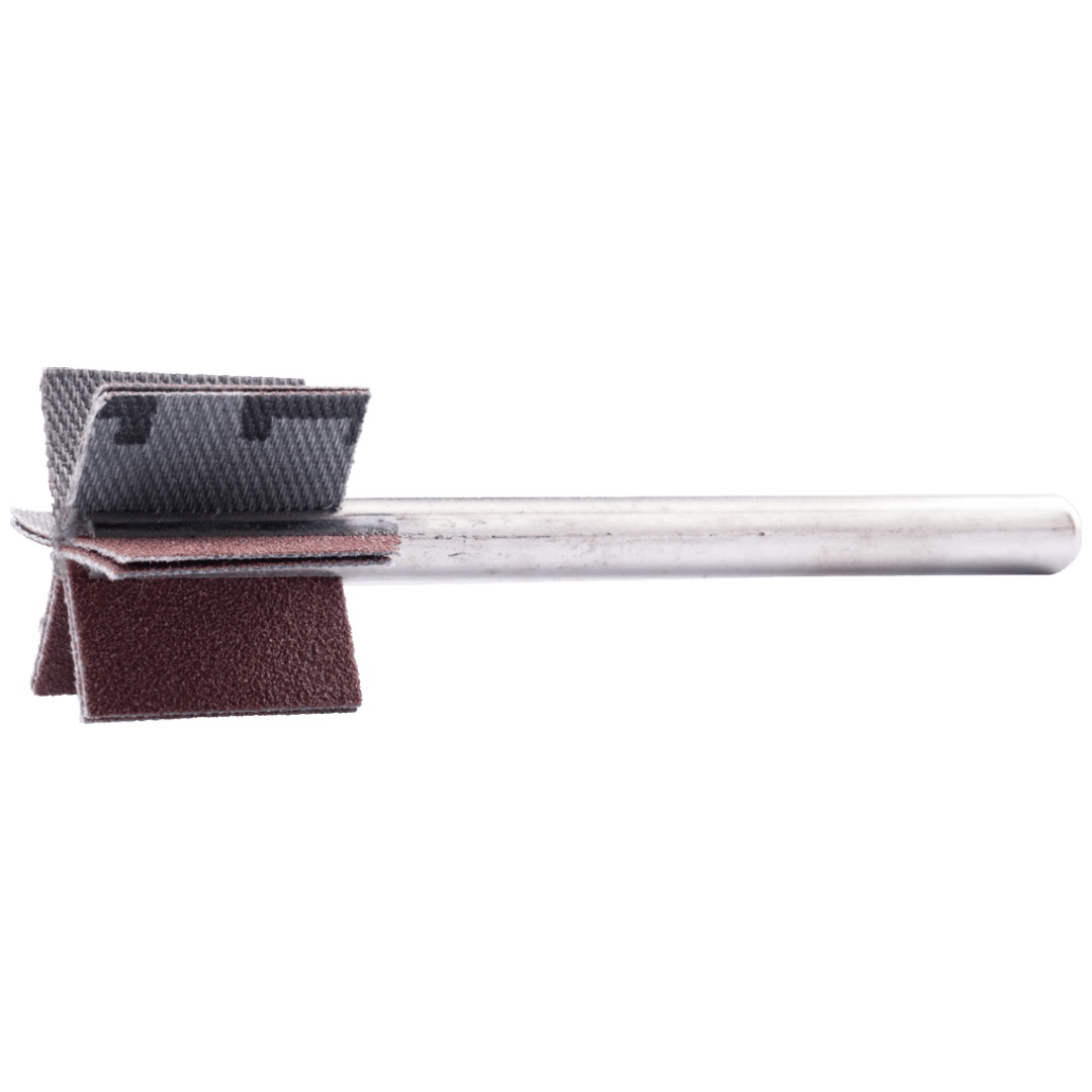 PFERD TOOLS Korund Fächerschleifer F Ø 25x20mm Schaft-Ø 6 mm Länge 60 mm Lamellen 6x2 Lamellen A150 für Feinschliff und Finish