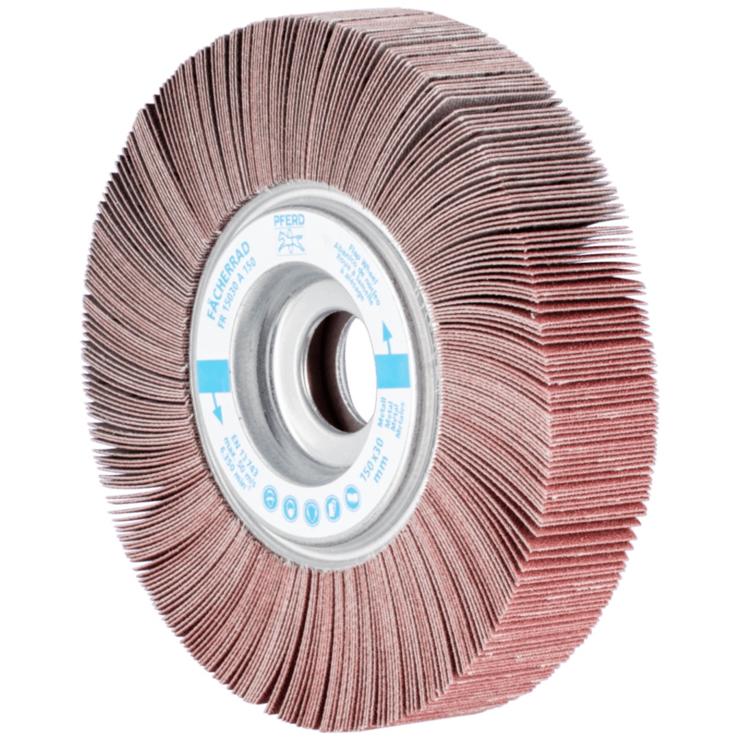 PFERD TOOLS Lamellenschleifrad FR Ø 150x30mm Bohrung Ø 25,4 mm A150 für universelle Anwendung