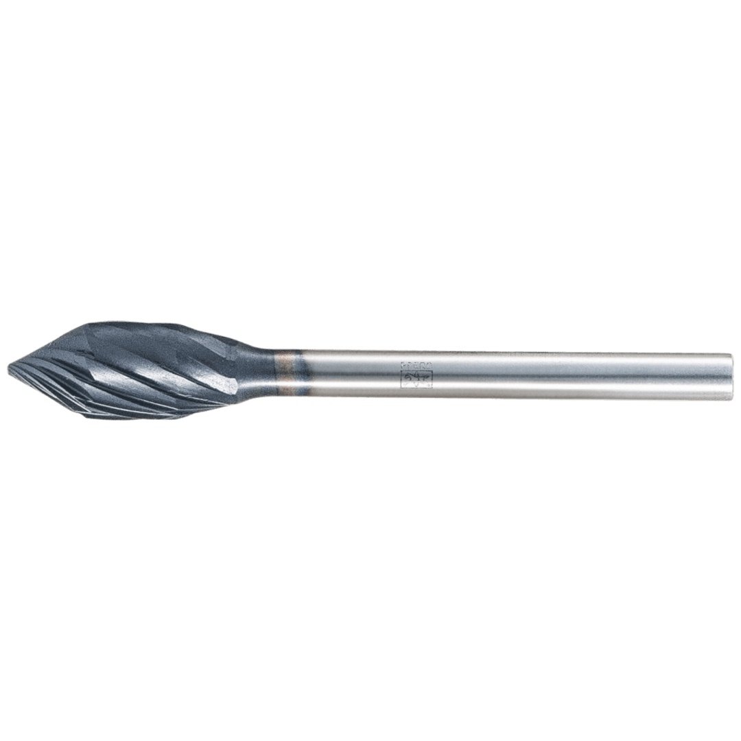 PFERD TOOLS Hartmetall Hochleistungsfrässtift Zahnung 3 KZW Ø 6x13mm Sch.-Ø 6mm HICOAT besch. Spezialform für Anfas-/Entgratarbeiten im Robotereinsatz
