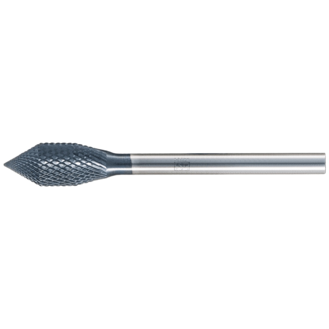 PFERD TOOLS Hartmetall Hochleistungsfrässtift MICRO KZW Ø 6x13 mm Schaft-Ø 6 mm HICOAT besch. Spezialform für Anfas-/Entgratarbeiten im Robotereinsatz