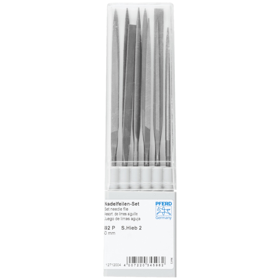 PFERD TOOLS Präzisions-Nadelfeilen-Set 12-tlg. in Kunststoffbox 140mm Schweizer Hieb 2, mittel-fein