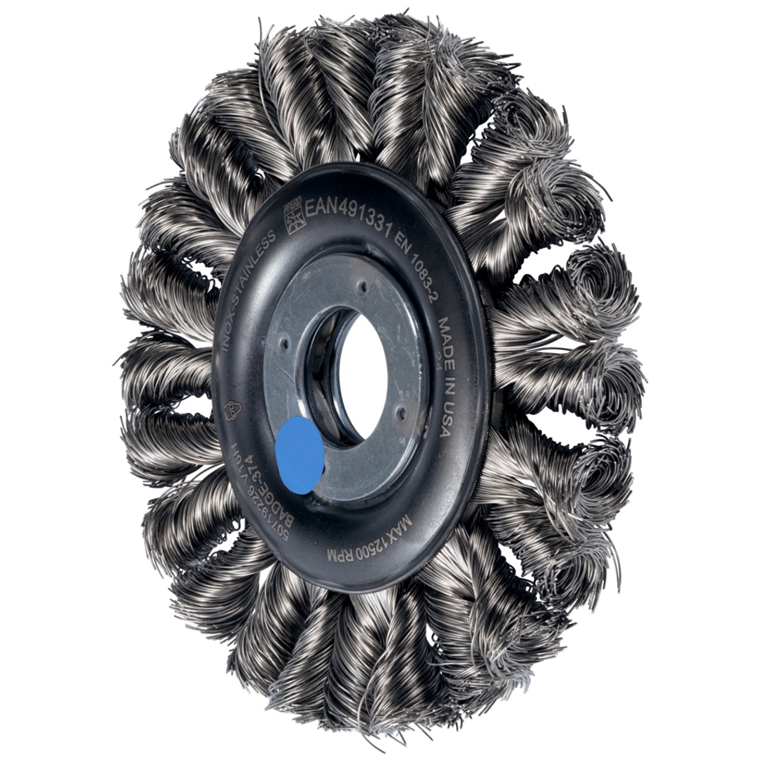PFERD TOOLS POS COMBITWIST Rundbürste gezopft RBG HD Ø 115x12x22,2 mm Edelstahl-Draht-Ø 0,35 mm Winkelschleifer