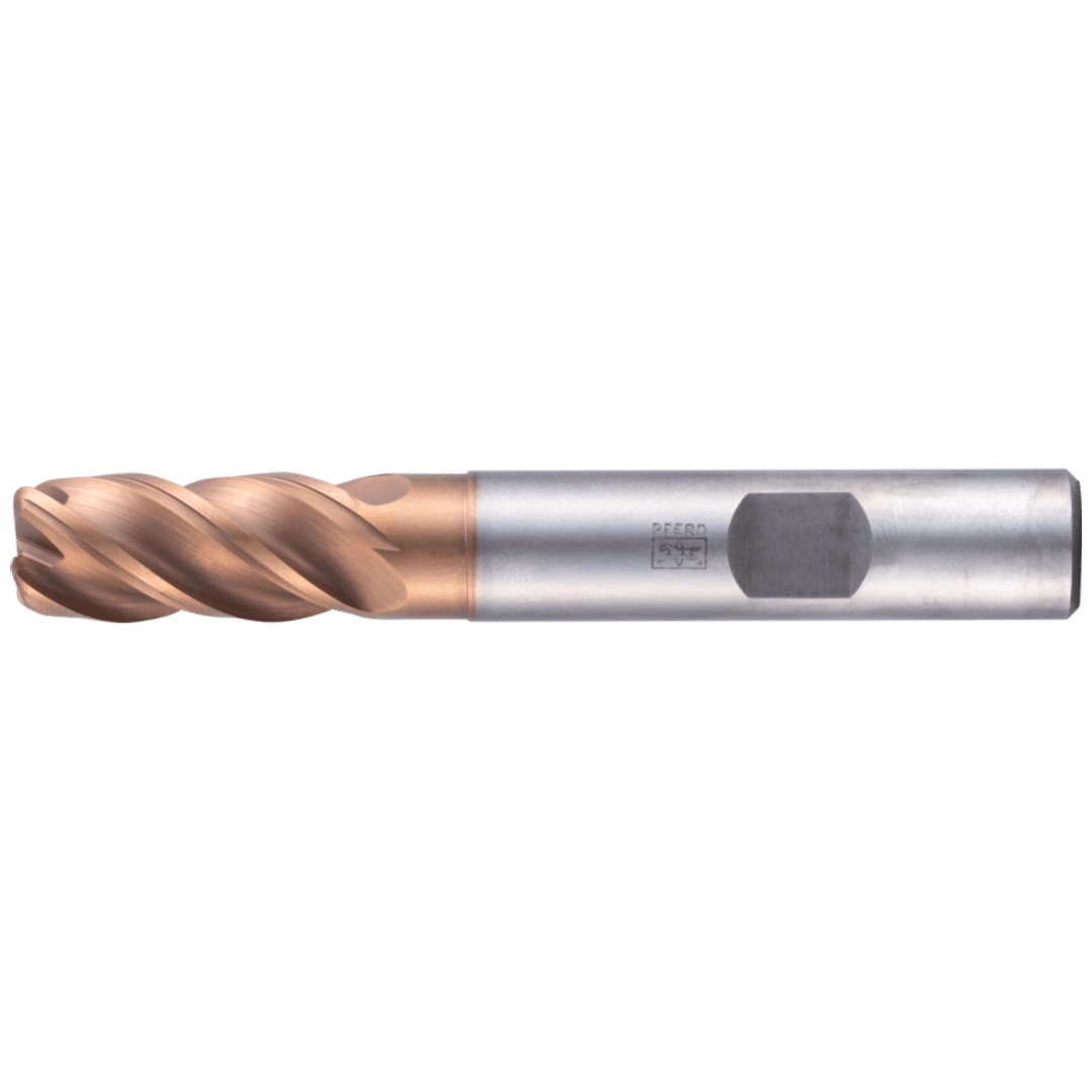PFERD TOOLS VHM-Fräser Ø8mm, 4 Schneiden, 2xDC, Radius 0,5mm, AlTiN / TiSiXN beschichtet, Schaft HB, Performance Rostfrei