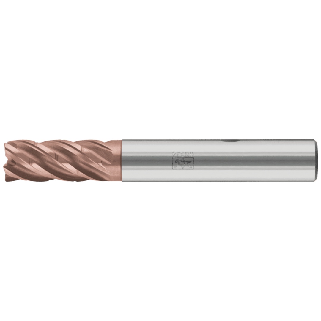 PFERD TOOLS VHM-Fräser Ø25mm, 5 Schneiden, mit Spanteiler, 2xDC, Radius 1mm, AlTiN / TiSiXN beschichtet, Schaft HB, Performance Rostfrei