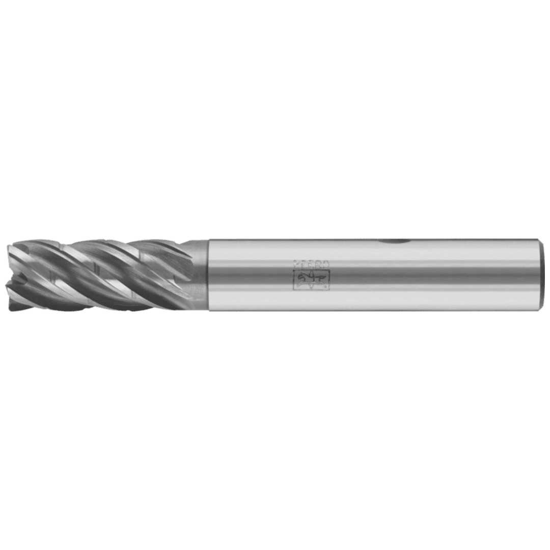 PFERD TOOLS VHM-Fräser Ø12mm, 5 Schneiden, mit Spanteiler, 2xDC, Radius 0,5mm, AlCrN beschichtet, Schaft HB, Universal