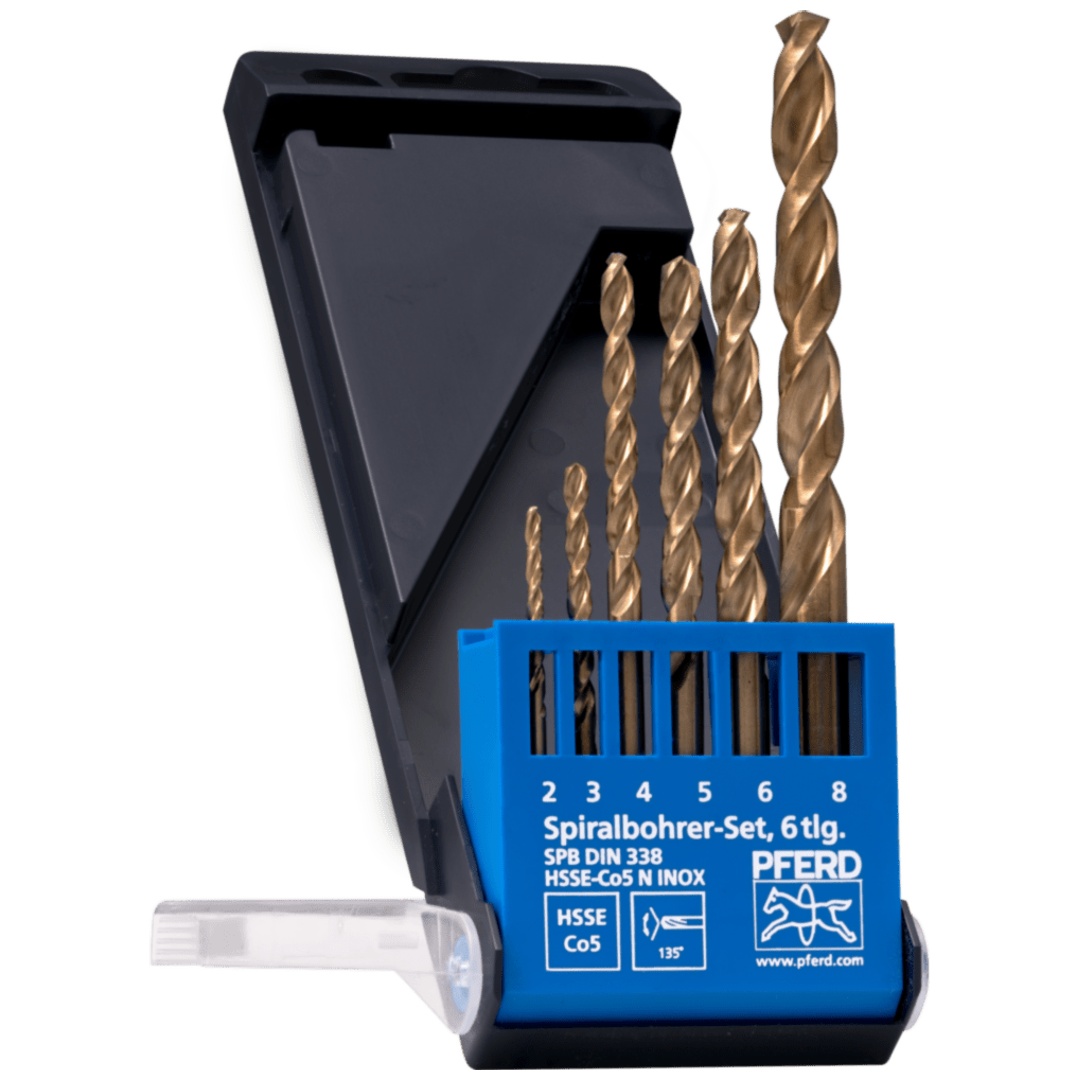 PFERD TOOLS Spiralbohrer-Set 6-tlg. INOX HSSE N DIN 338 für zähe und harte Werkstoffe