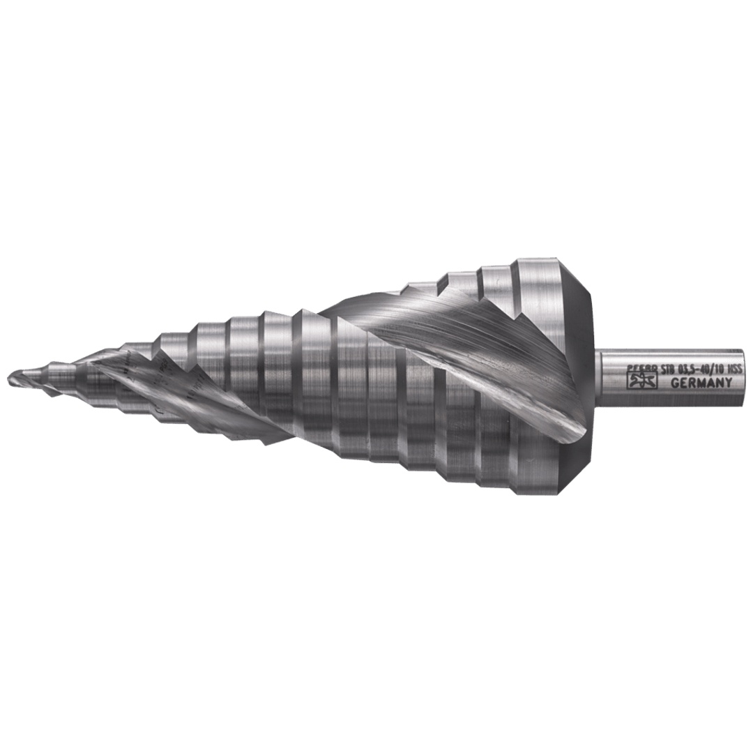 PFERD TOOLS Stufenbohrer HSS 15 Bohrstufen Ø 3,5-40 mm 3-Flächenschaft-Ø 10 mm, abgestimmt auf die gängigen Durchmesser von Kabelrohrverschraubungen