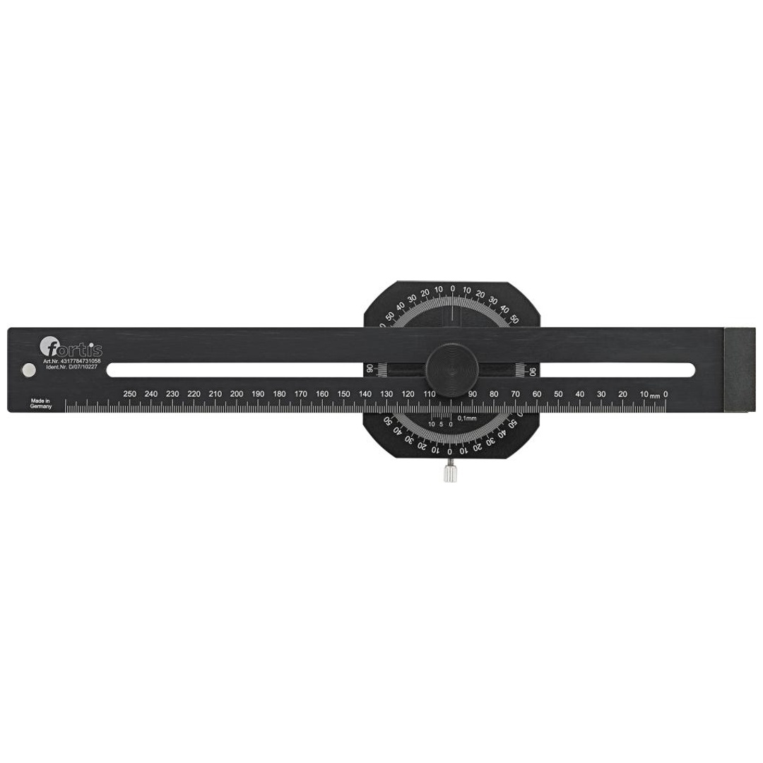 Fortis Präzisions-Streichmaß mit Gradmesser 250 mm
