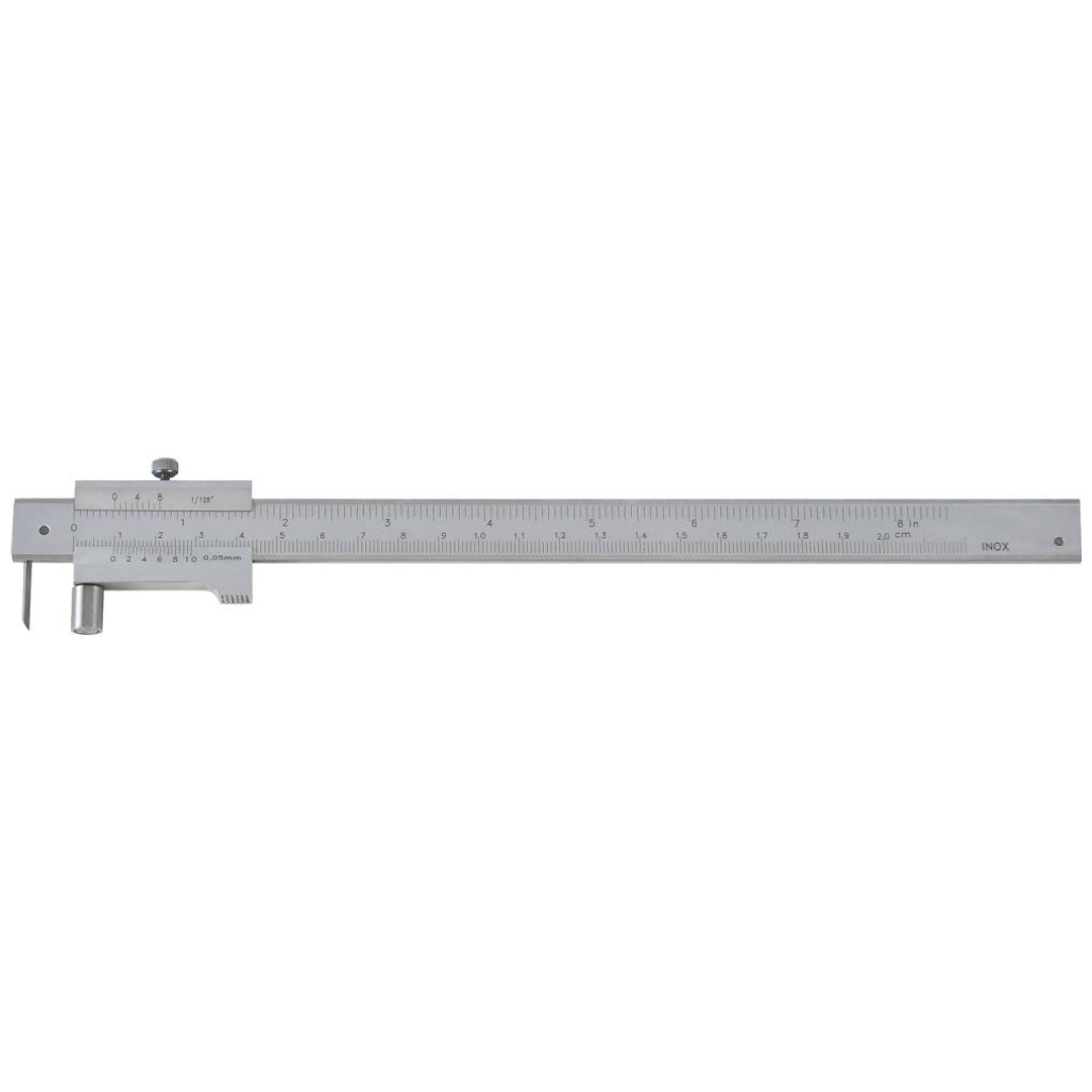 Fortis Anreiß-Messschieber 200mm mit Rolle, rostfrei und HM-Spitzen, rostfrei