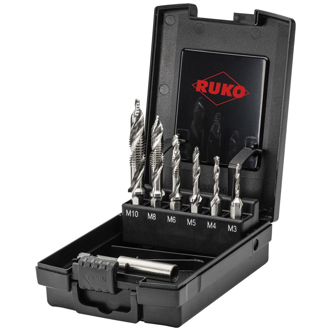 RUKO Kombi. Gewindebohrer-Set HSS, M3 - M10 + Adapter