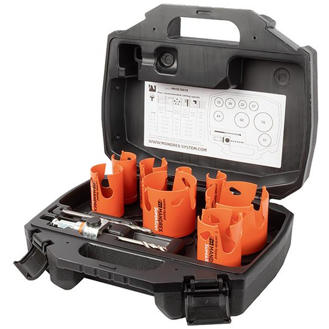 Mandrex Mehrzweck Lochsägen Set MXqs SuperXCut Elektriker D22,27,35,38,44,51, 68,76mm