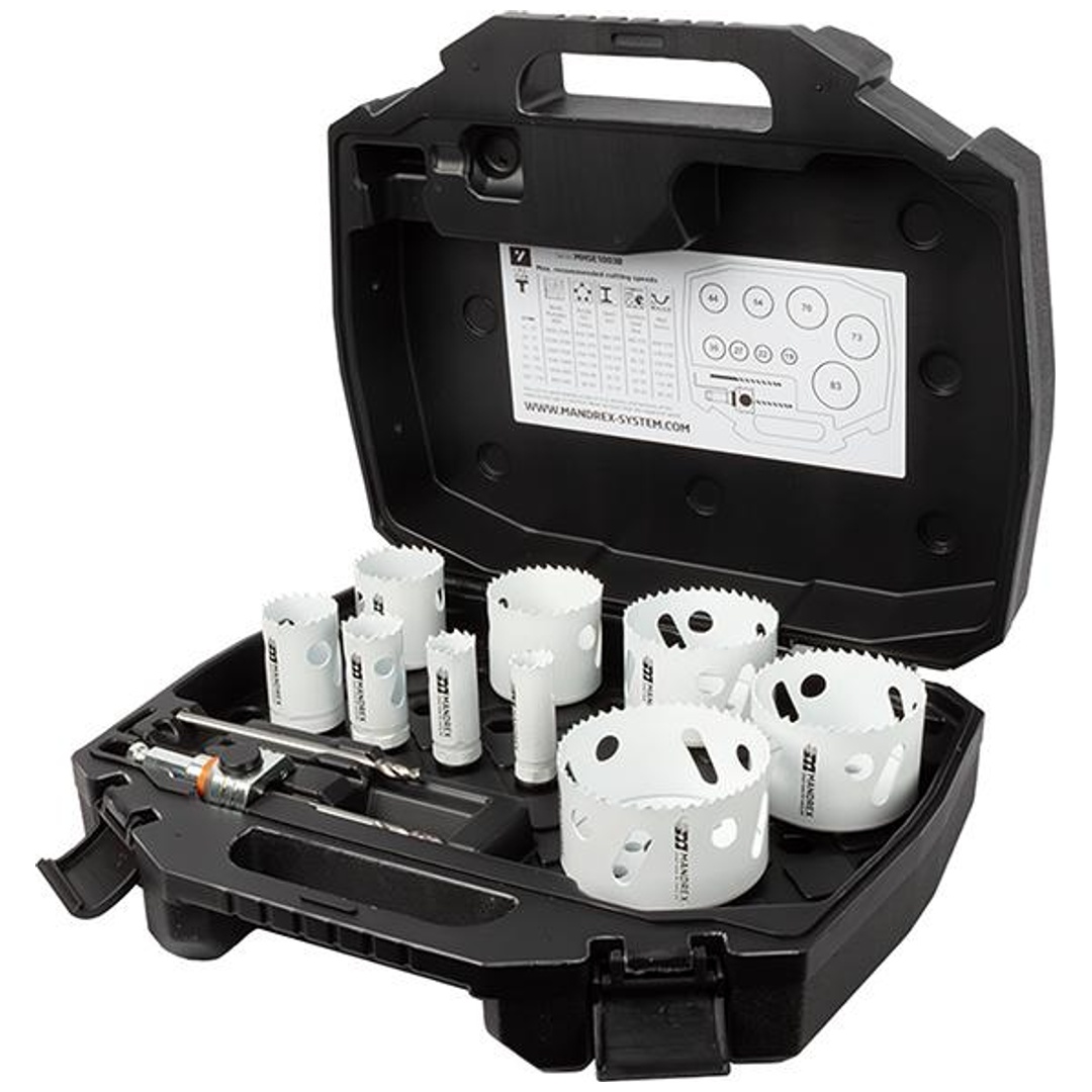 Mandrex BiMetall Lochsägen Set MXqs Elektriker SpeedXCut M42 D19,22,27, 35,44,54,70,73,83mm Mand