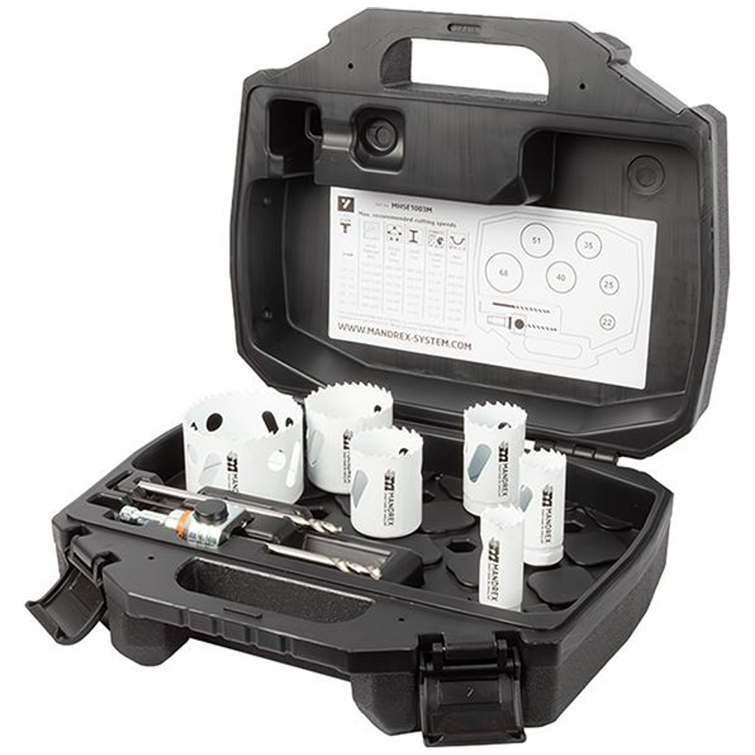 Mandrex BiMetall Lochsägen Set MXqs Elektriker SpeedXCut M42 D22,25,35, 40,51,68mm
