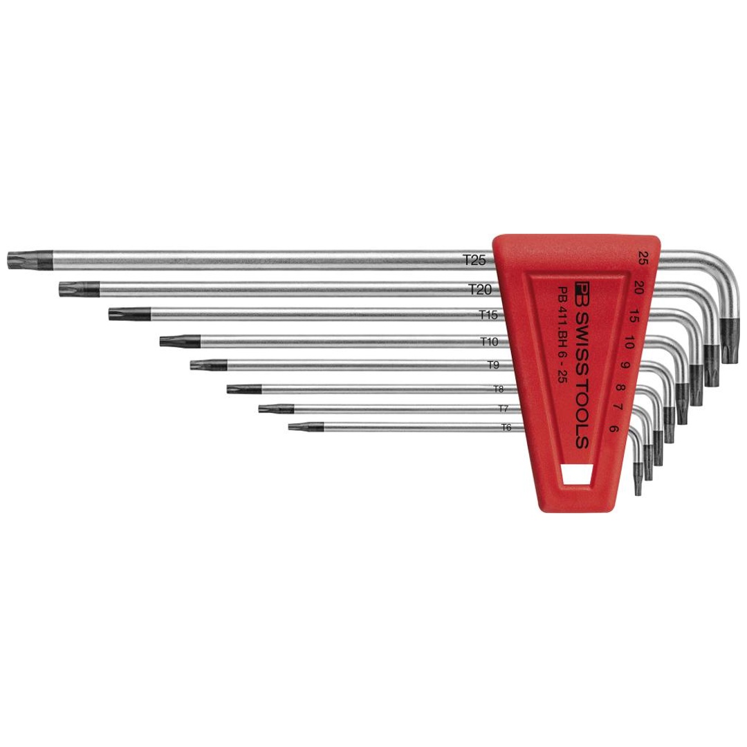 Swiss Tools Winkelschraubendreher- Satz im Kunststoffhalter 8-teilig T6-T25 Bohrung