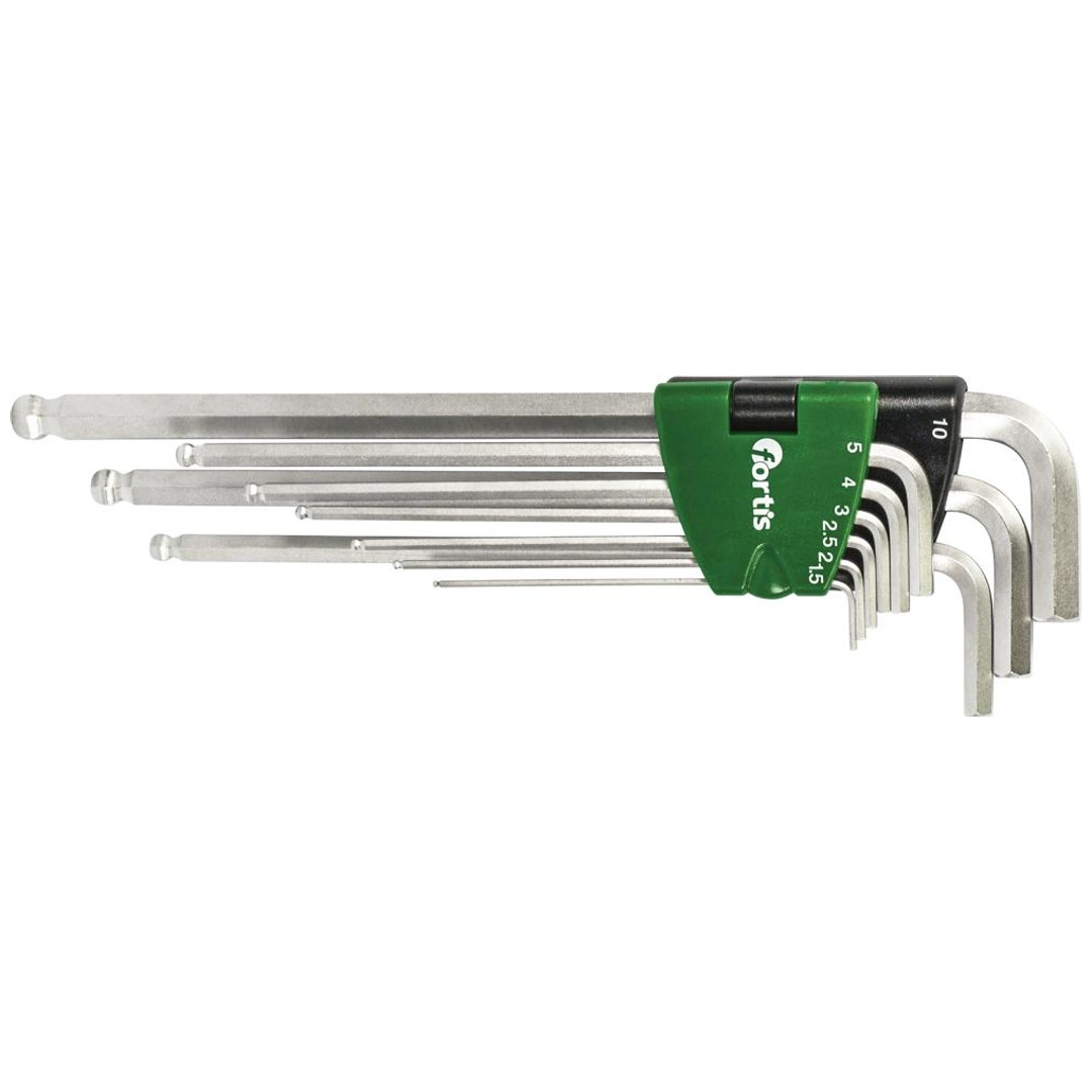 Fortis Winkelschraubendreher-Clip 9-tlg. 1,5-10 mm Kugelkopf