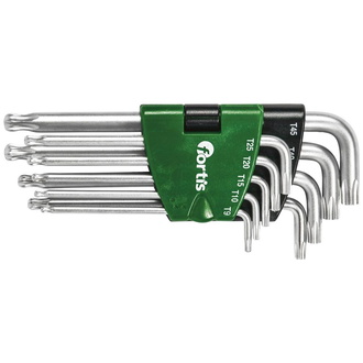 Fortis Winkelschraubendreher-Clip 9-tlg. TX 9-45 lang, mit Kugelkopf