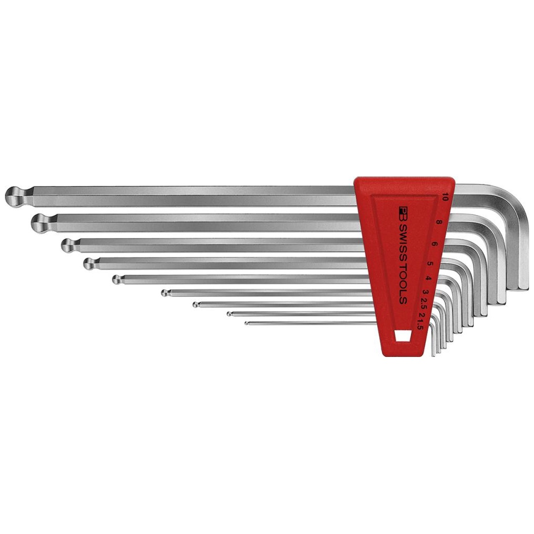 Swiss Tools Winkelschraubendreher- Satz im Kunststoffhalter 9-teilig 1,5-10mm lang Kugelkopf