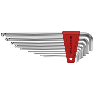 Swiss Tools Winkelschraubendreher- Satz im Kunststoffhalter 9-teilig 1,5-10mm lang Kugelkopf