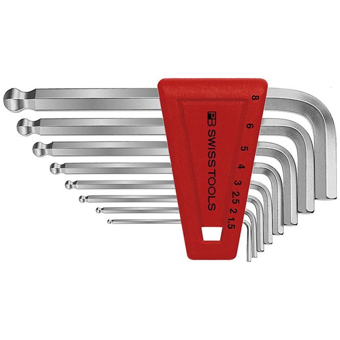 Swiss Tools Winkelschraubendreher- Satz im Kunststoffhalter 8-teilig 1,5-8mm Kugelkopf