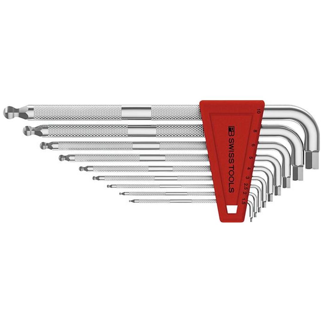 Swiss Tools Winkelschraubendreher- Satz im Kunststoffhalter 9-teilig 1,5-10mm SAFETY Kugelkopf