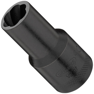 VIGOR Spiralnutenausdreher-Einsatz, 1/2" (12,5 mm) Vierkant hohl, Außen Schraubenausdreher Profil, SW 13 mm