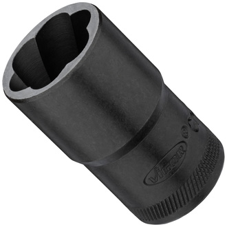 VIGOR Spiralnutenausdreher-Einsatz, 1/2" (12,5 mm) Vierkant hohl, Außen Schraubenausdreher Profil, SW 21 mm