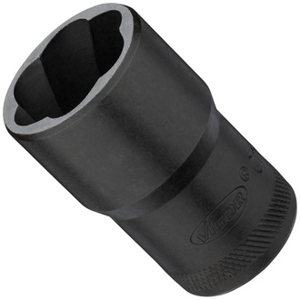 VIGOR Spiralnutenausdreher-Einsatz, 1/2" (12,5 mm) Vierkant hohl, Außen Schraubenausdreher Profil, SW 22 mm