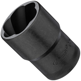 VIGOR Spiralnutenausdreher-Einsatz, 1/2" (12,5 mm) Vierkant hohl, Außen Schraubenausdreher Profil, SW 27 mm