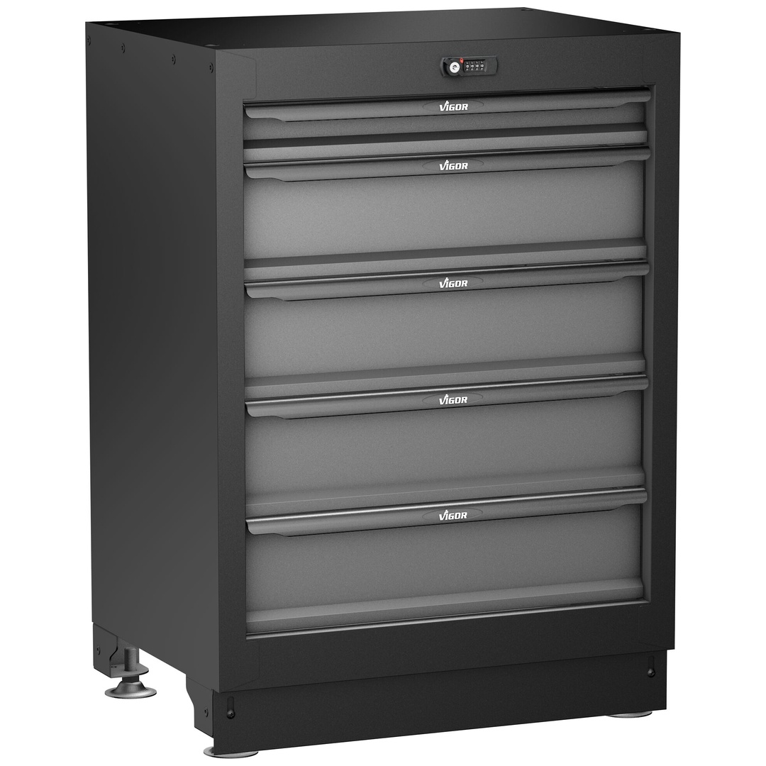 VIGOR Schubladen-Unterschrank, 5 Schubladen, 676 mm, (LxBxH) 676 x 500 x 953 mm