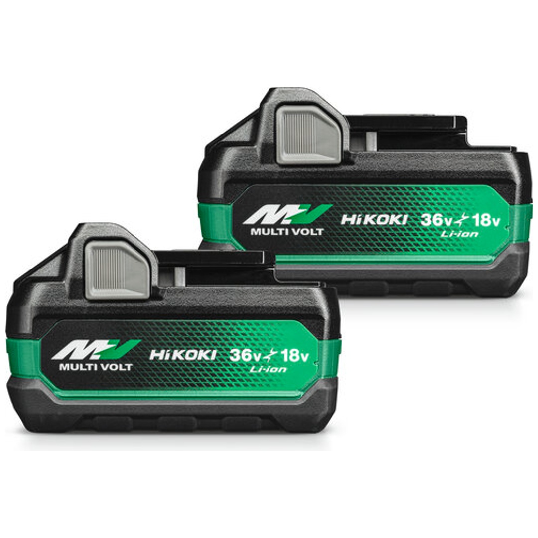 HiKOKI MULTI VOLT Akku BSL36A18X 2 Stück - 18V 5.0 Ah / 36V 2.5 Ah Akku, Li-Ion, 4-Stufen-LED Ladestandskontrolle