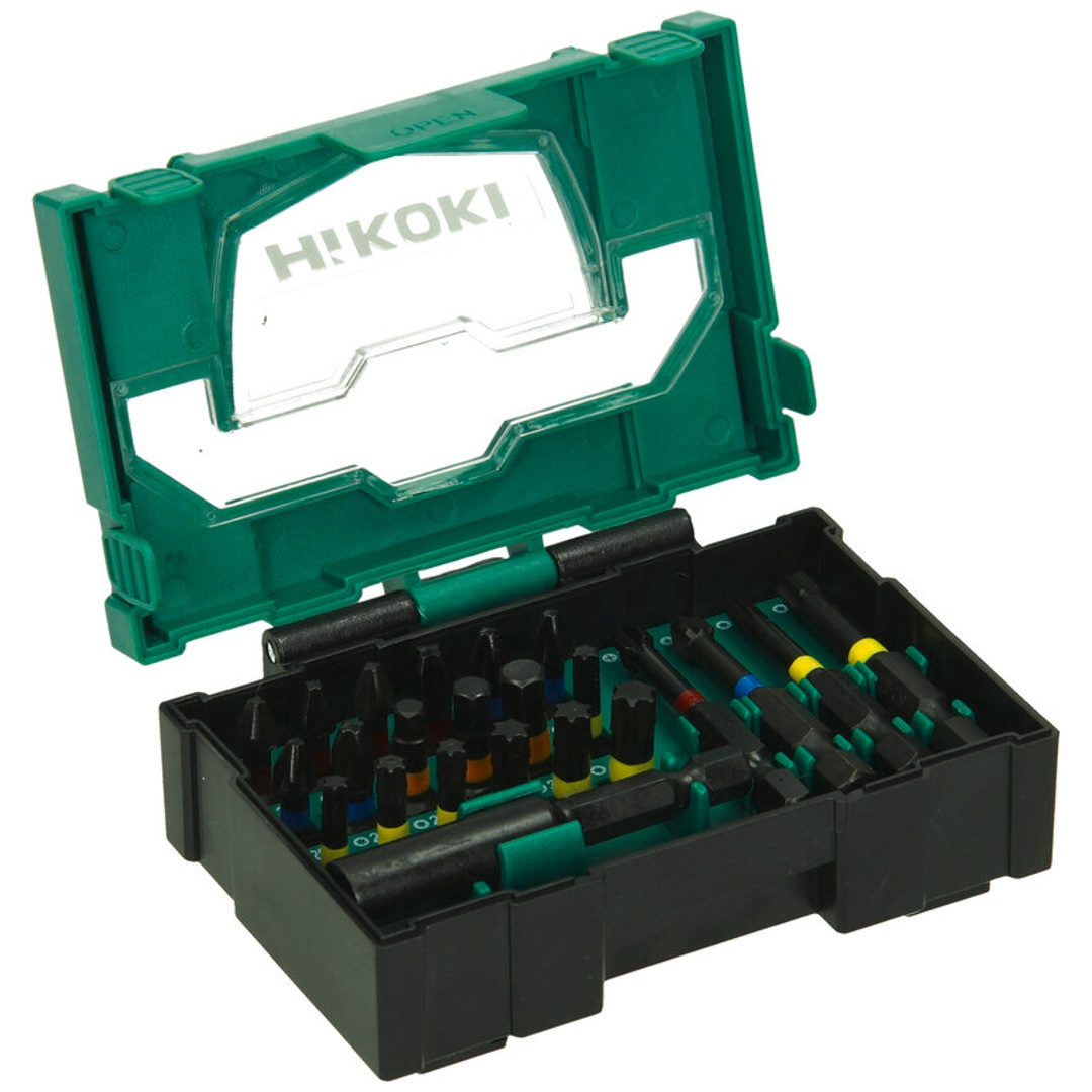 HiKOKI Bit-Box 1/4, 23-tlg., 25mm, schlagfest, inkl. magnetischem Bithalter, Größe I